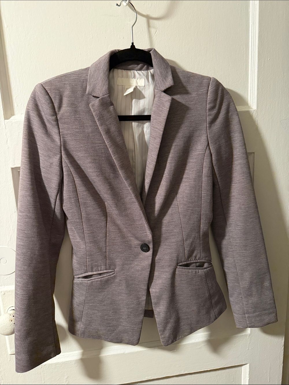 H&M Women's Gray Tailored Single Button Blazer Notched Lapel Besom Pocket Size 2